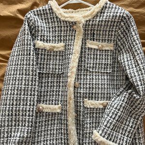 Sherpa-lined Tweed Jacket/Coat